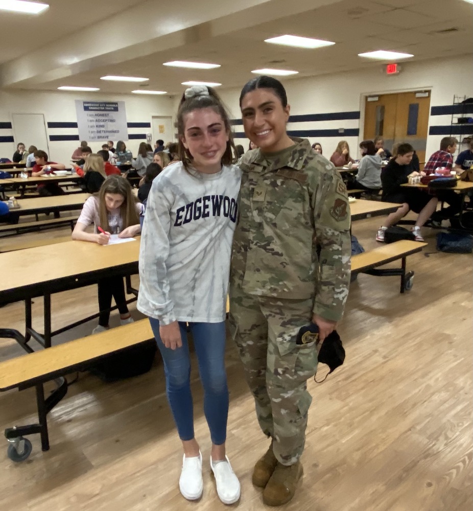 EMS STUDENT REUNITES WITH SISTER SERVING IN THE MILITARY