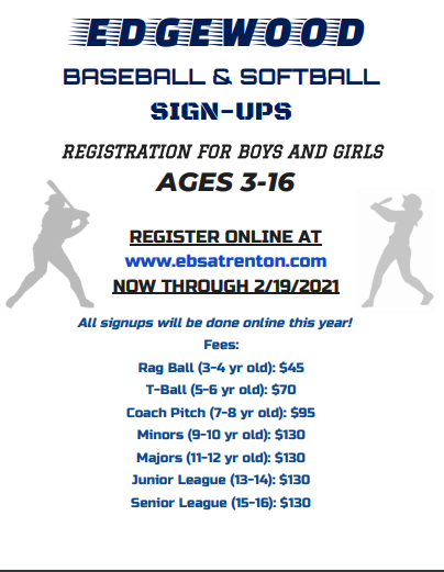 Edgewood Baseball & Softball Association Registration Information