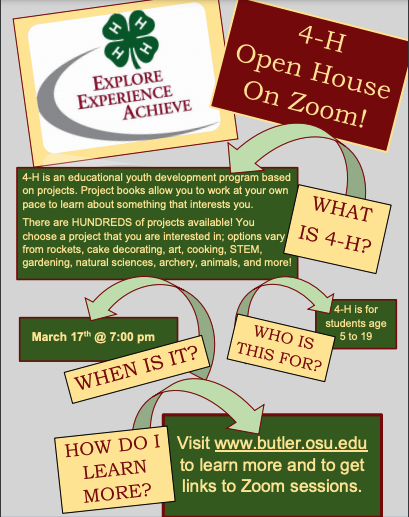 4-H Open House on Zoom - March 17th @ 7:00 PM