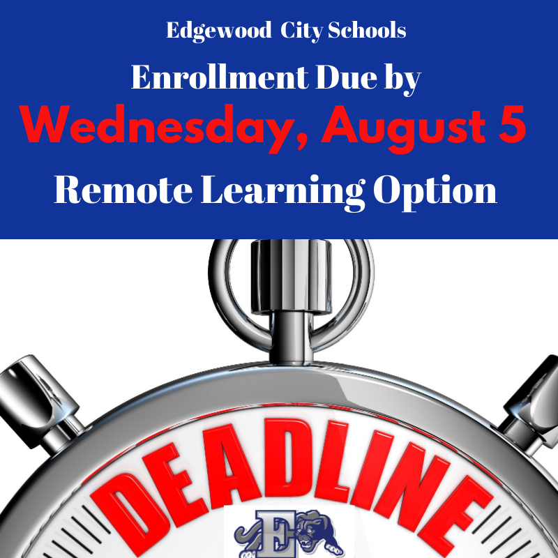 Enrollment for the Remote Learning Option Due by Wednesday, August 5th