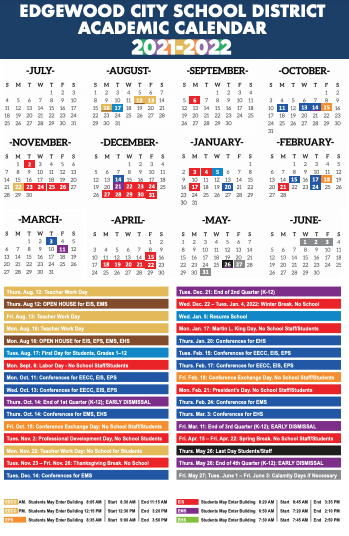 Edgewood City School District Academic Calendar 2021-22 | Edgewood