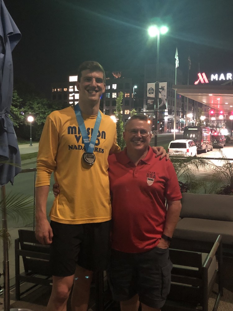 Edgewood Olympic Swimmer  Zach Apple  with Coach Ben Johnson 
