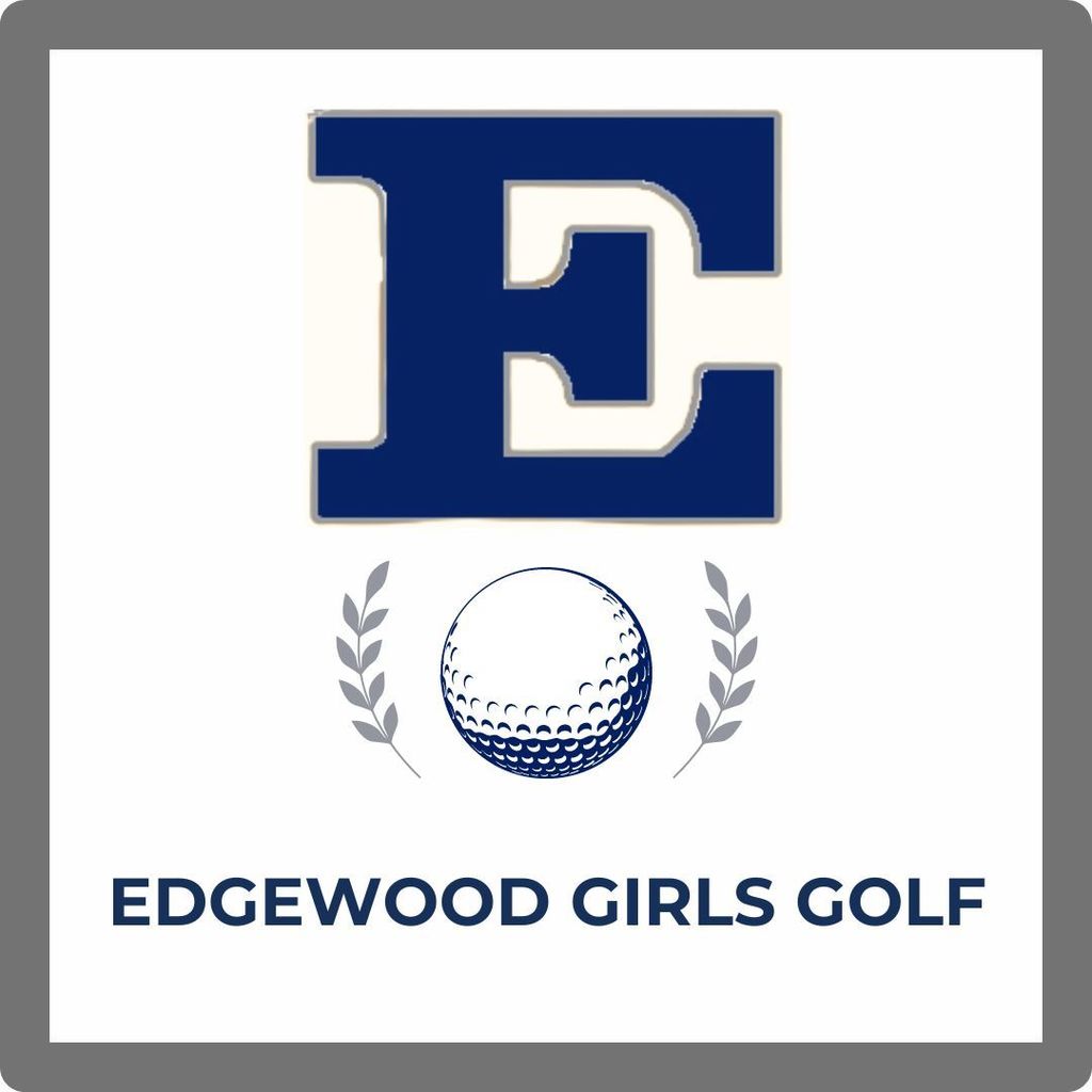 block e with a golf ball below it and Edgewood Girls Golf 
