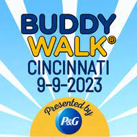 graphic with a sunshie and Buddy Walk Cincinnati 9-9-23