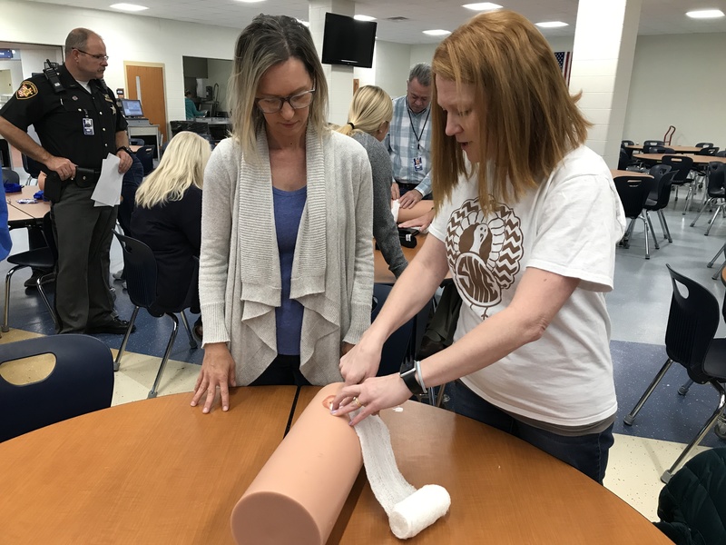 Staff members in Stop the Bleed training