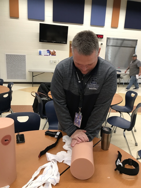 Staff members in Stop the Bleed training