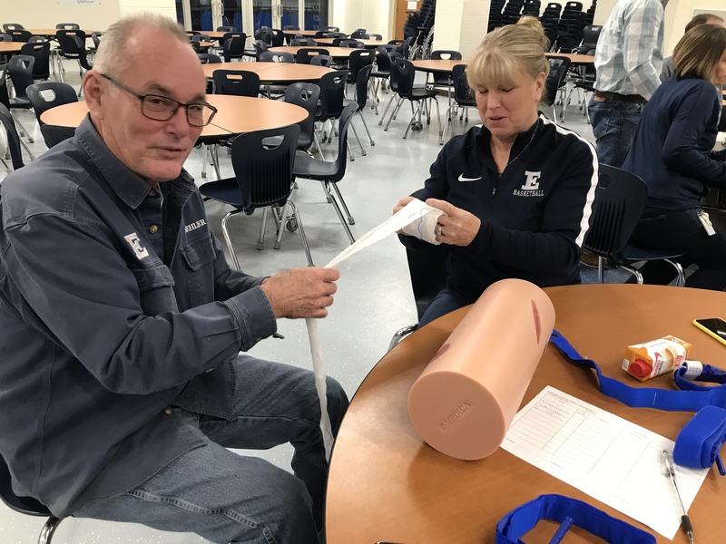 Staff members in Stop the Bleed training